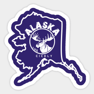 Moose Lovers-Alaska Cicely Map-Northern Exposure Sticker